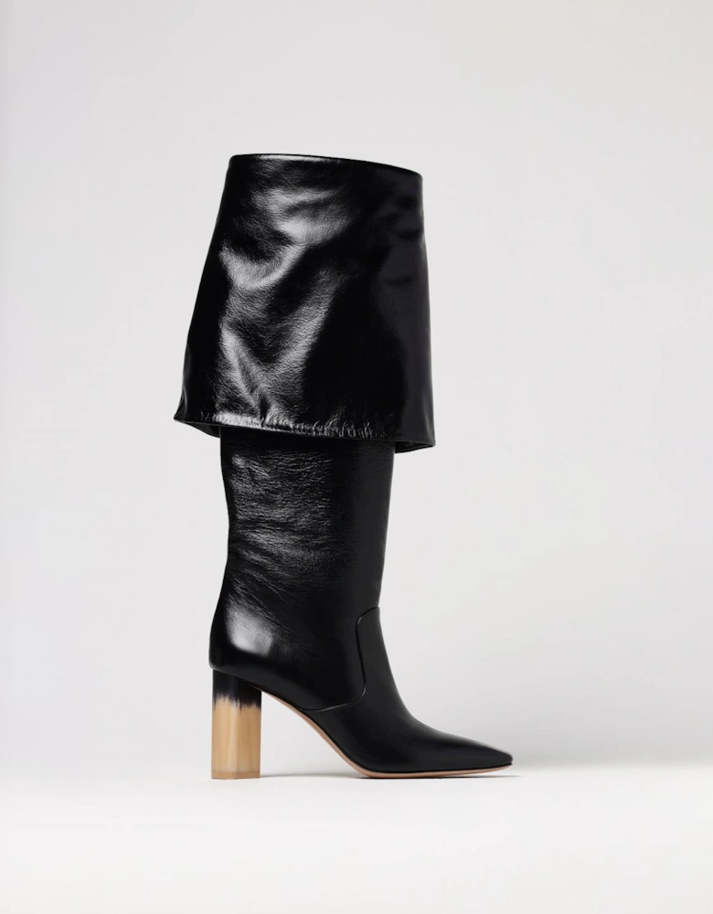 Darcey Leather Boots FoldOver Top