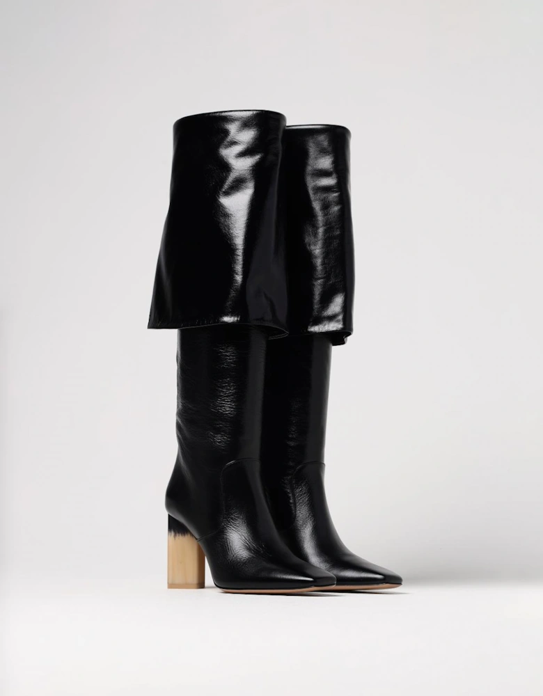 Darcey Leather Boots FoldOver Top