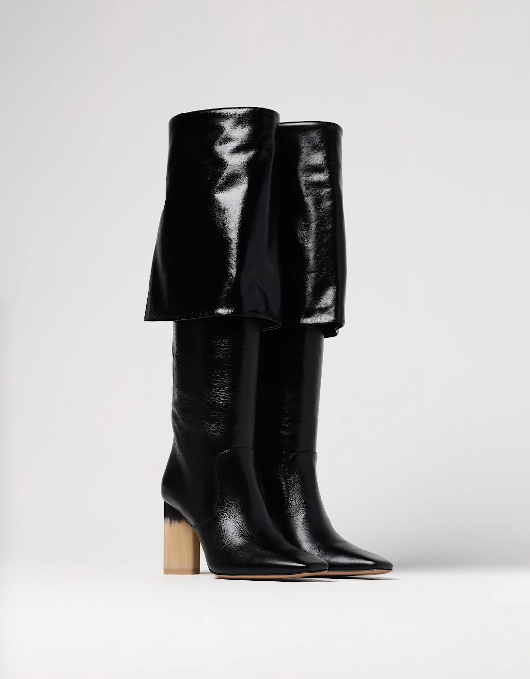 Darcey Leather Boots FoldOver Top