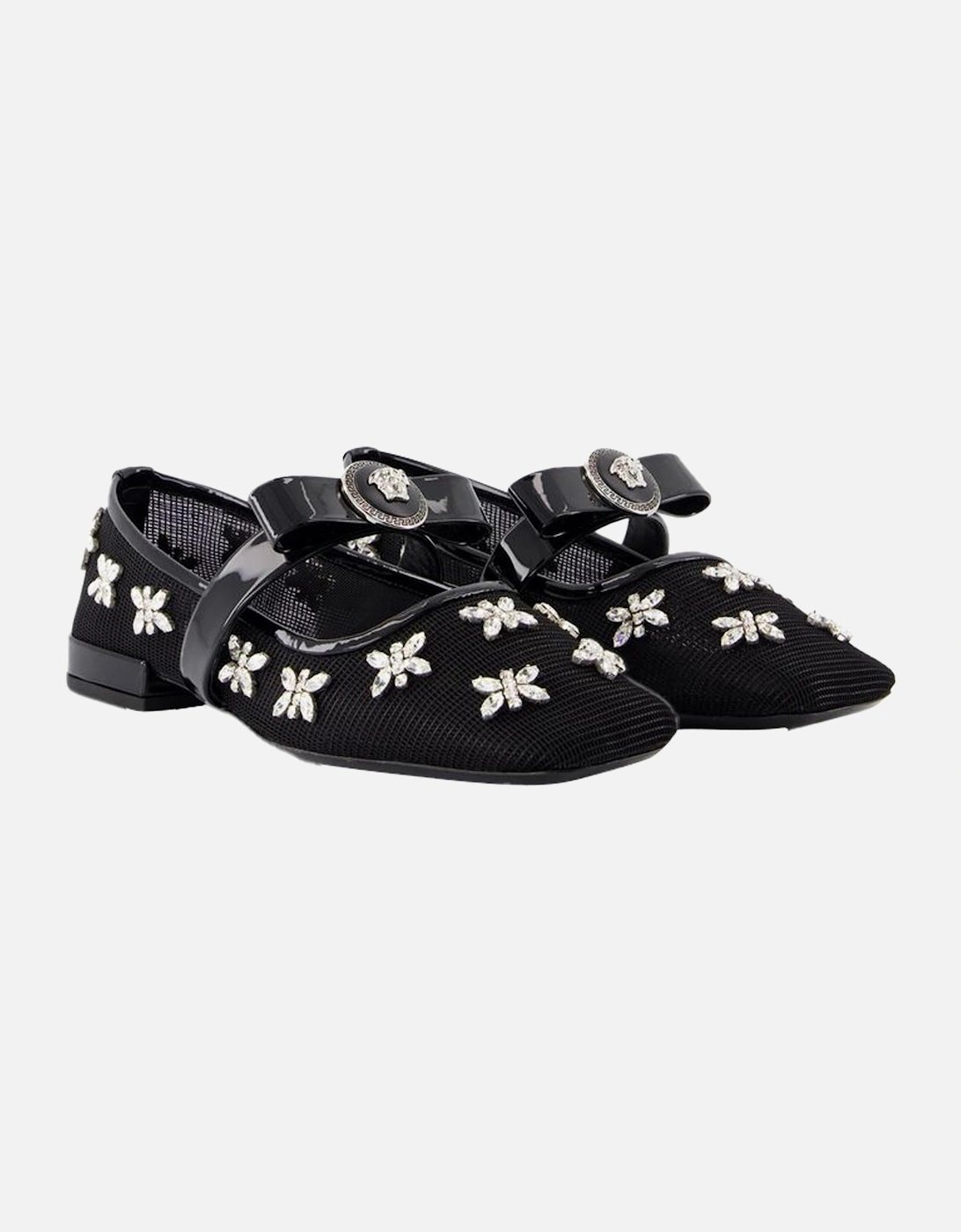 CrystalEmbellished Mesh Mary Janes