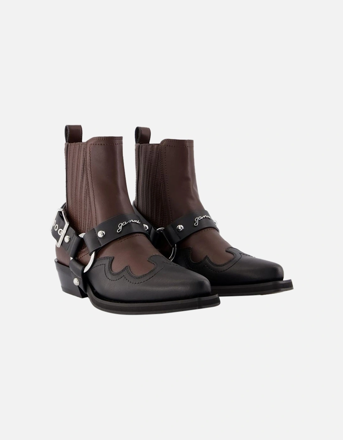 Leather Ankle Boots Western Style