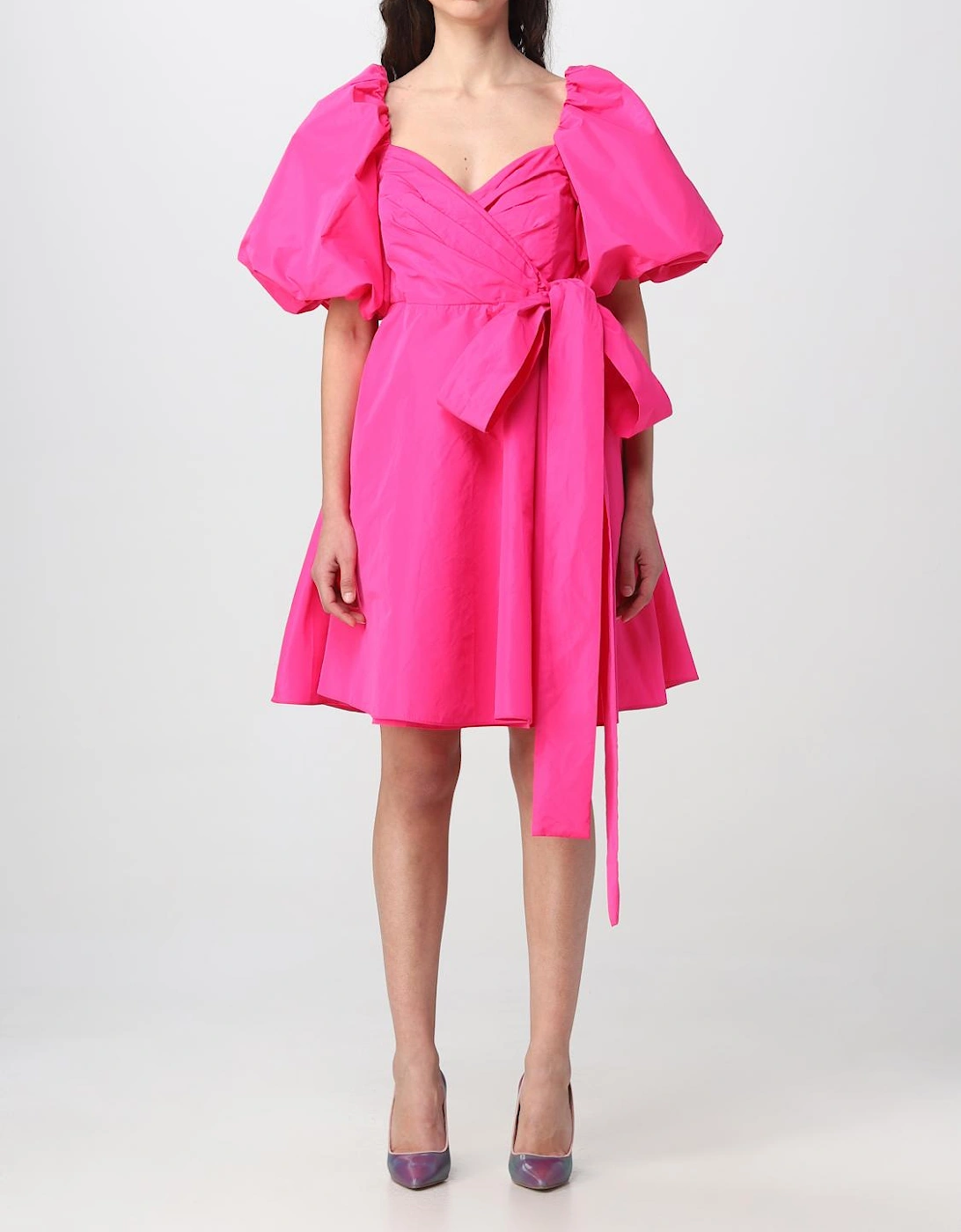 Puff Sleeve Wrap Mini Dress