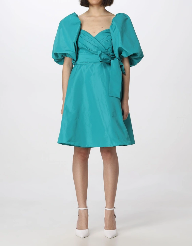 Puff Sleeve Wrap Mini Dress