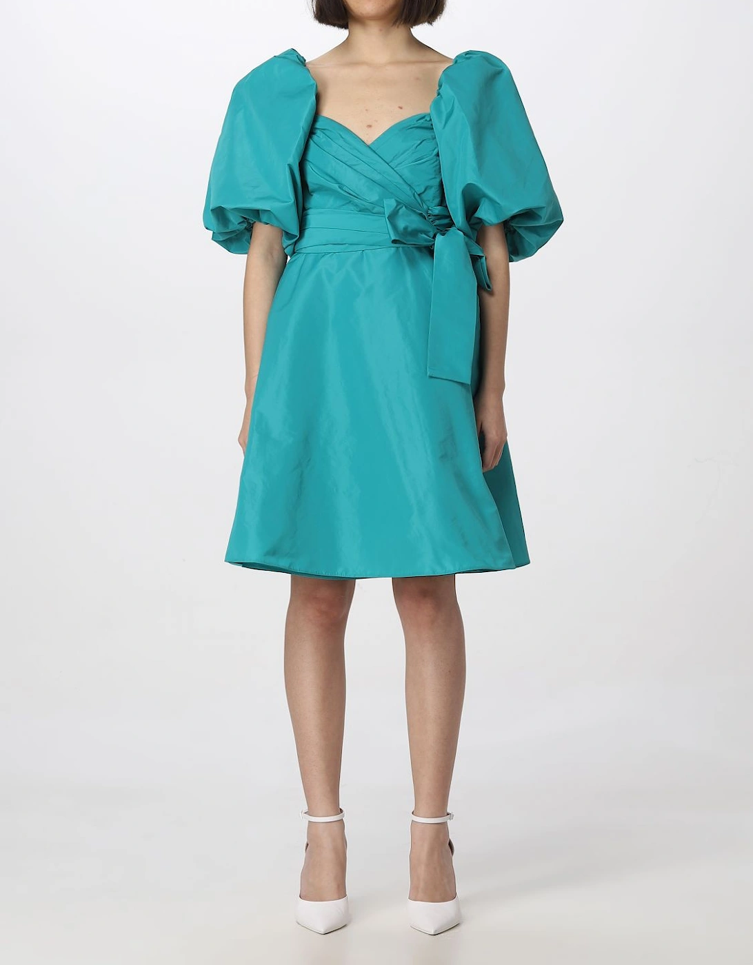 Puff Sleeve Wrap Mini Dress