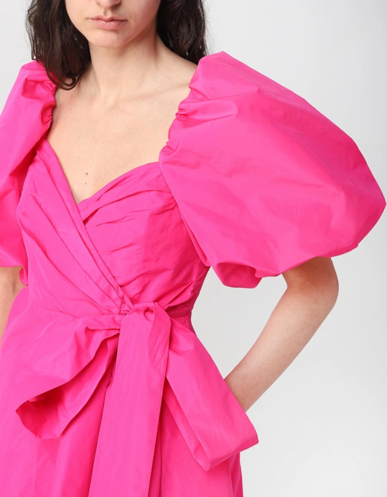 Puff Sleeve Wrap Mini Dress