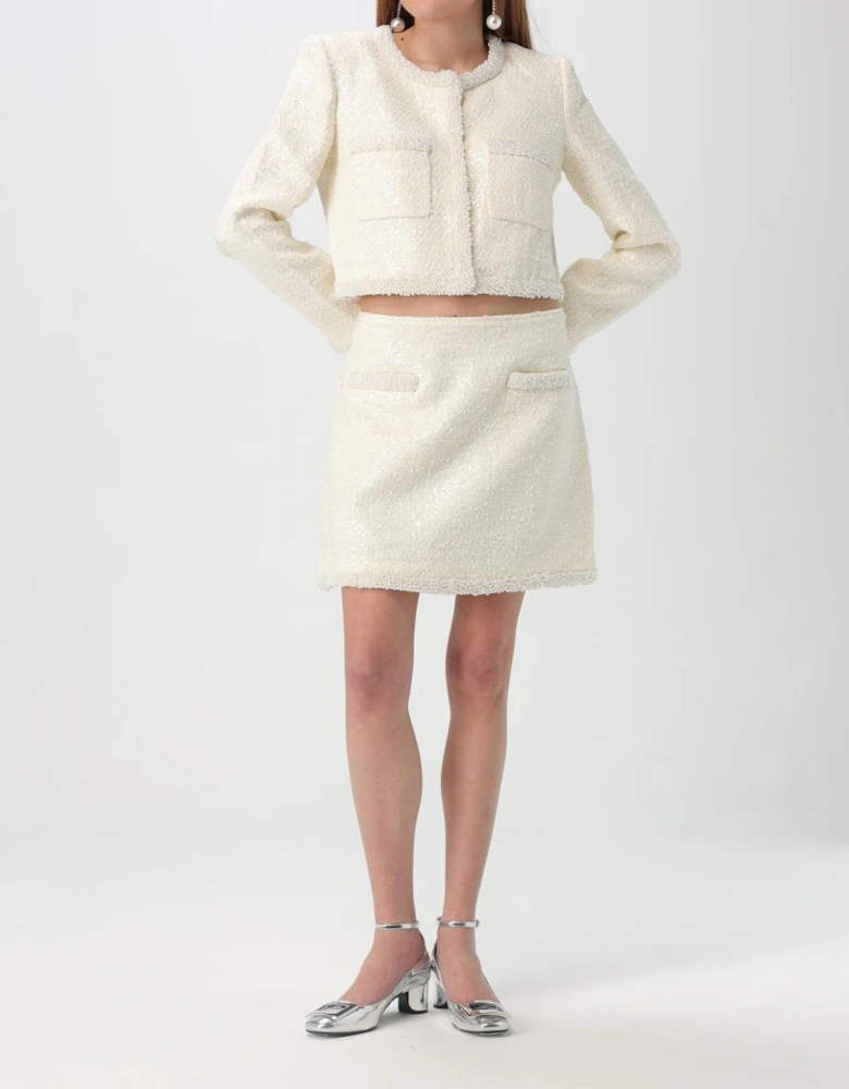 Pearl Embellished ALine Mini Skirt