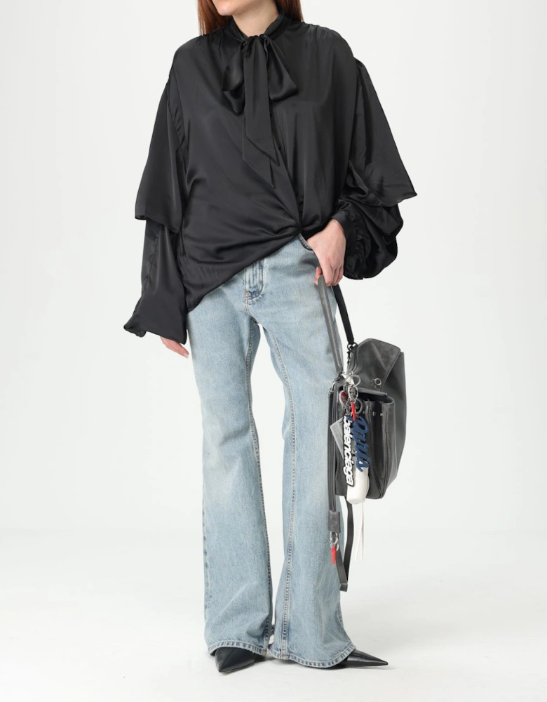 Satin Bow Tie Blouse Shirt