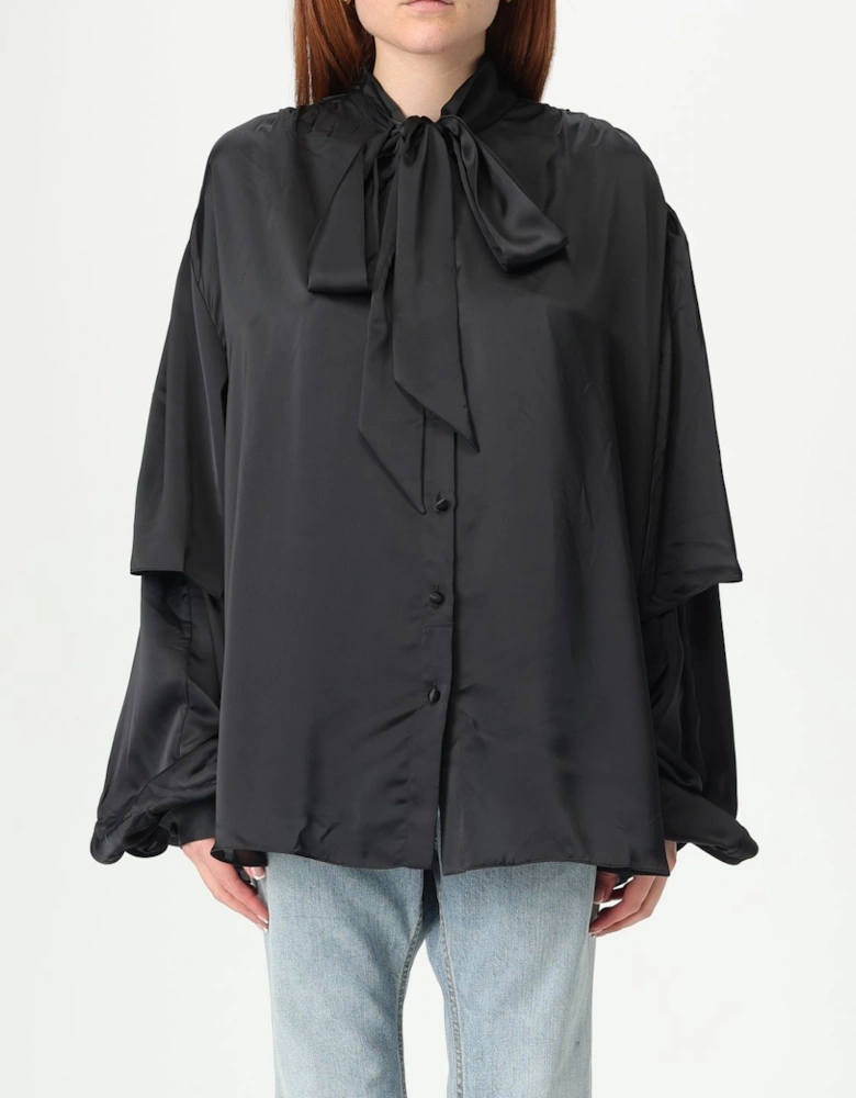 Satin Bow Tie Blouse Shirt