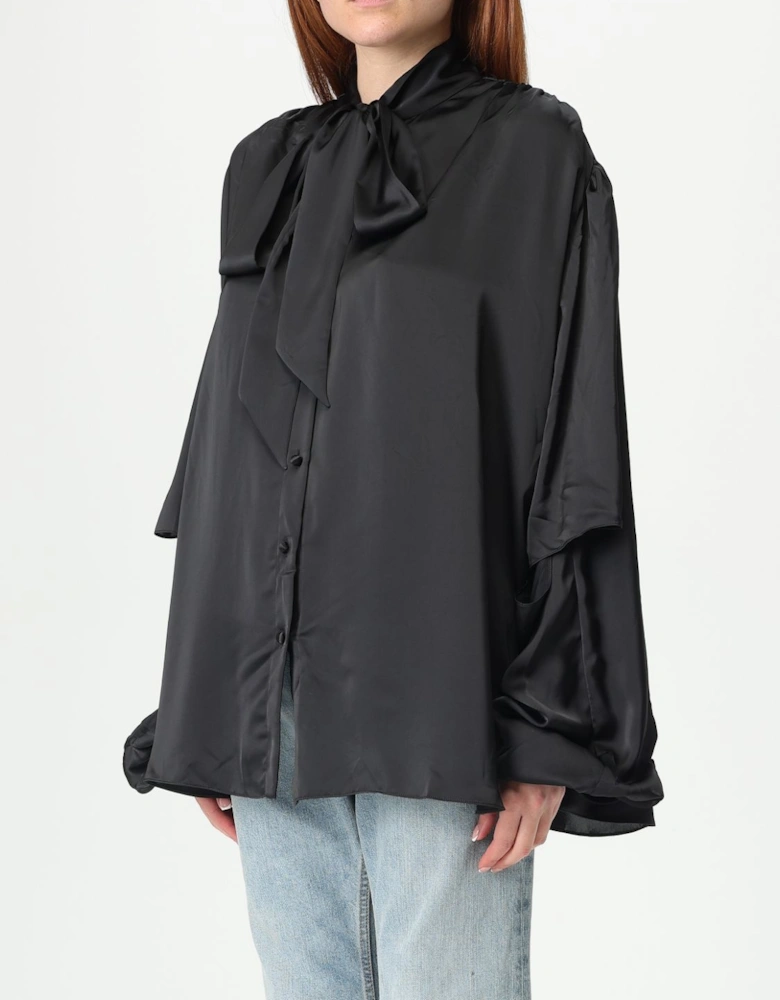 Satin Bow Tie Blouse Shirt