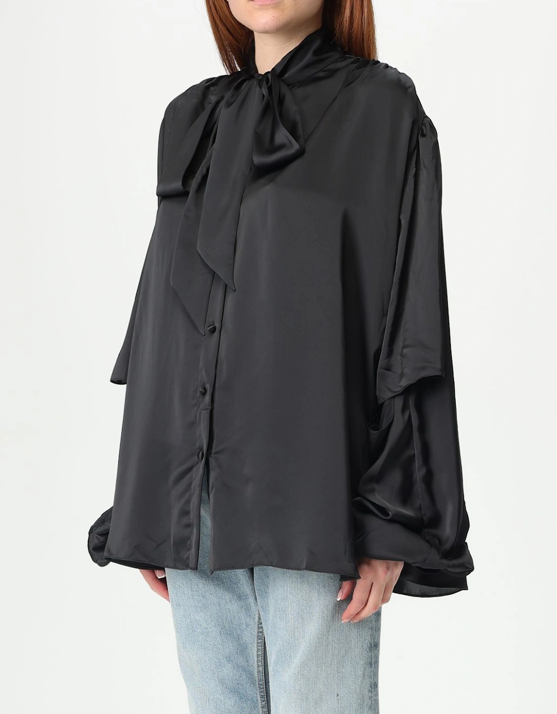 Satin Bow Tie Blouse Shirt
