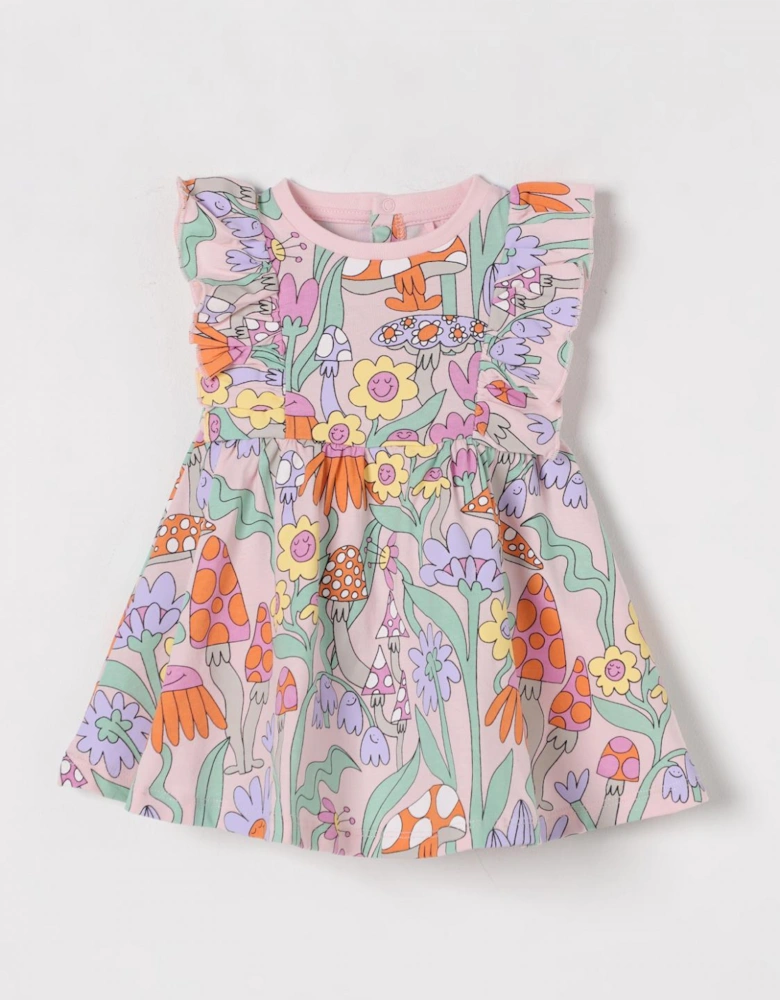 Kids Flower  Mushroom Print Dress