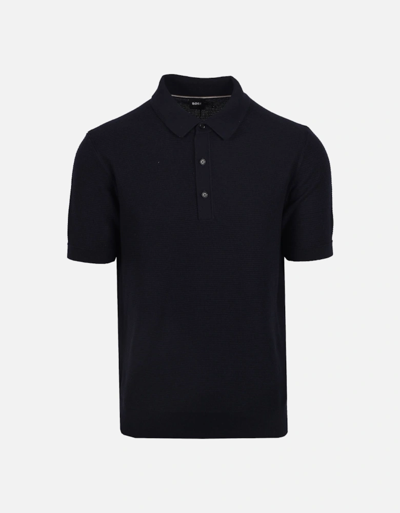 Boss Black Iannotti Knitted Polo Shirt Dark Blue