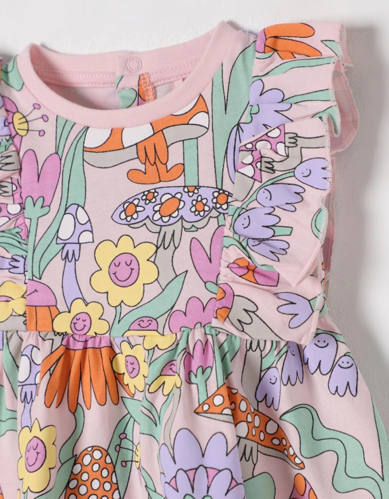 Kids Flower  Mushroom Print Dress