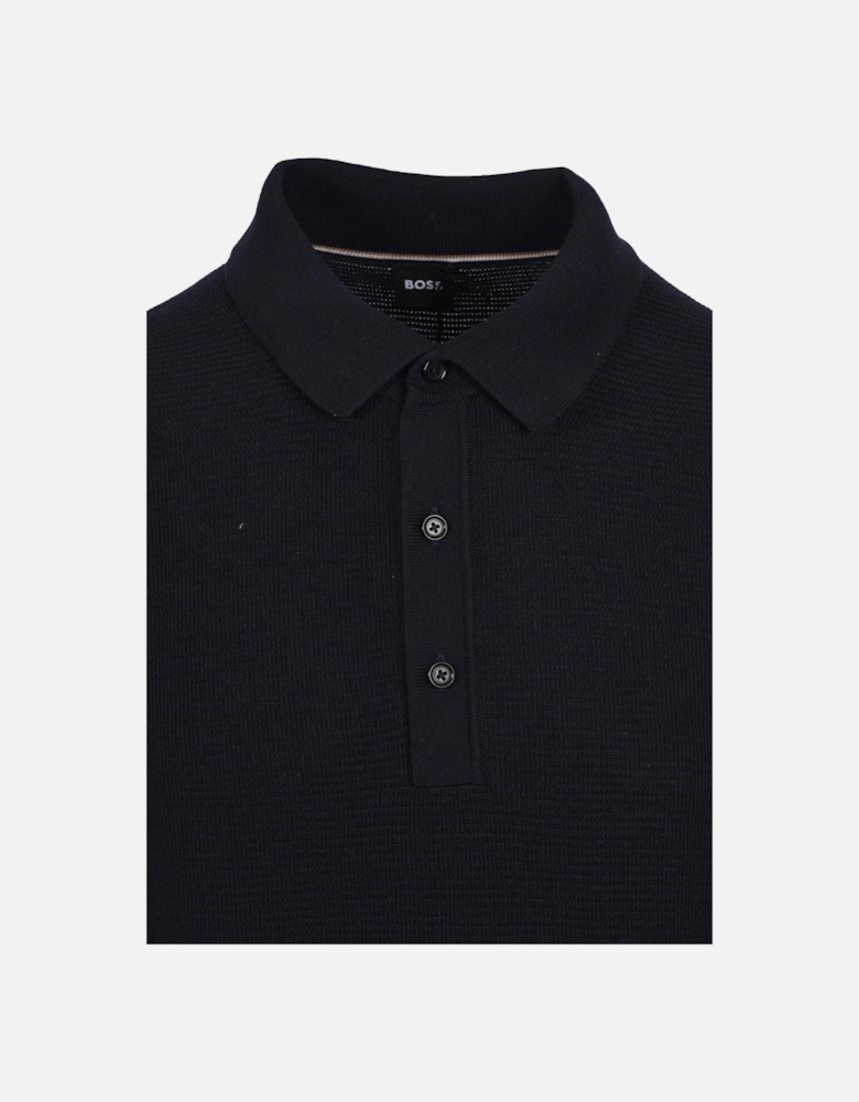 Boss Black Iannotti Knitted Polo Shirt Dark Blue