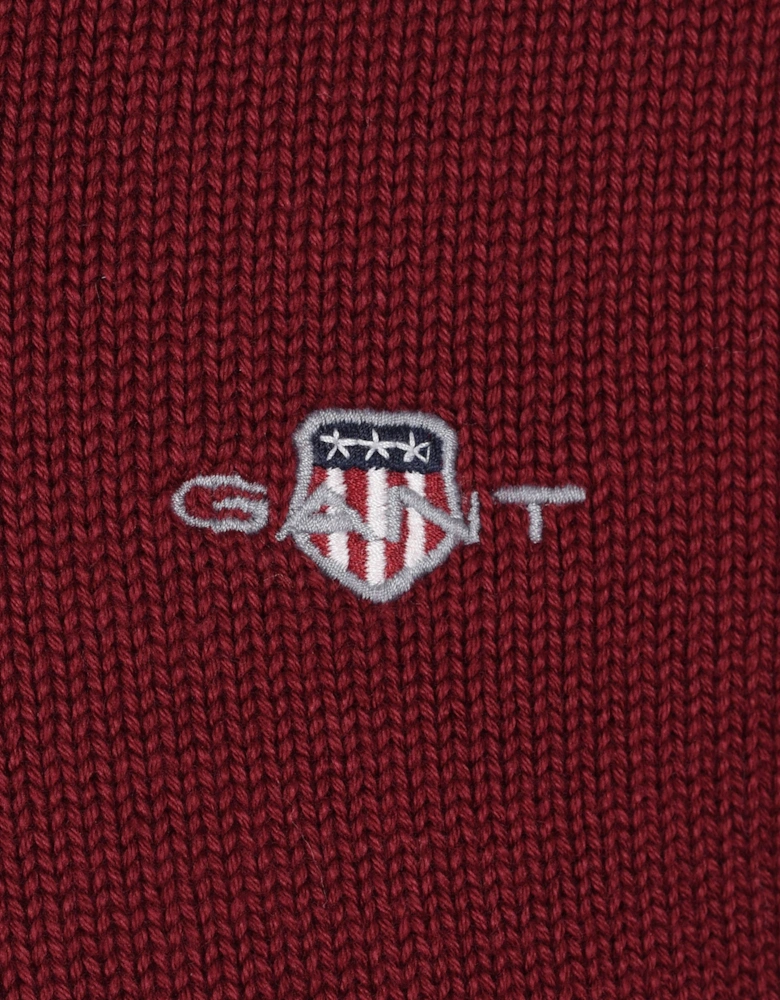 Cotton Half Zip Knitwear Plumped Red