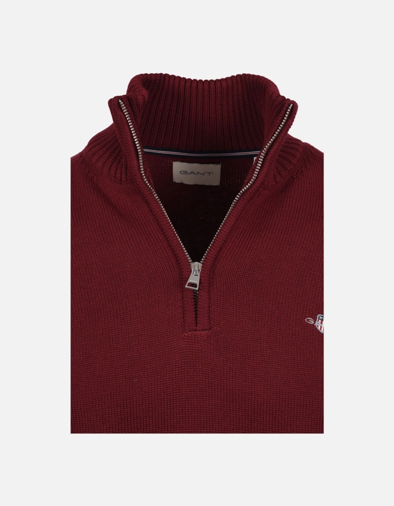 Cotton Half Zip Knitwear Plumped Red