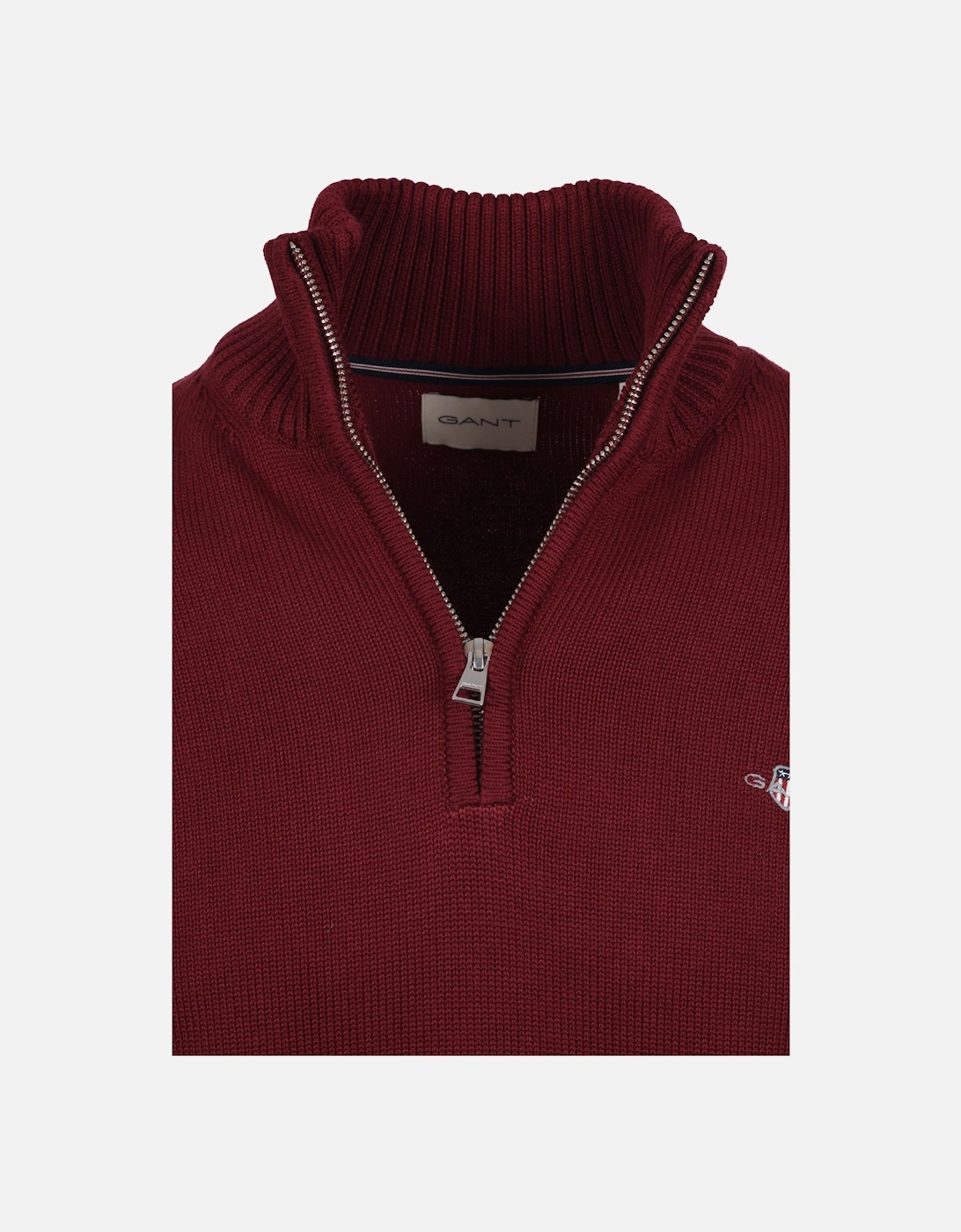 Cotton Half Zip Knitwear Plumped Red