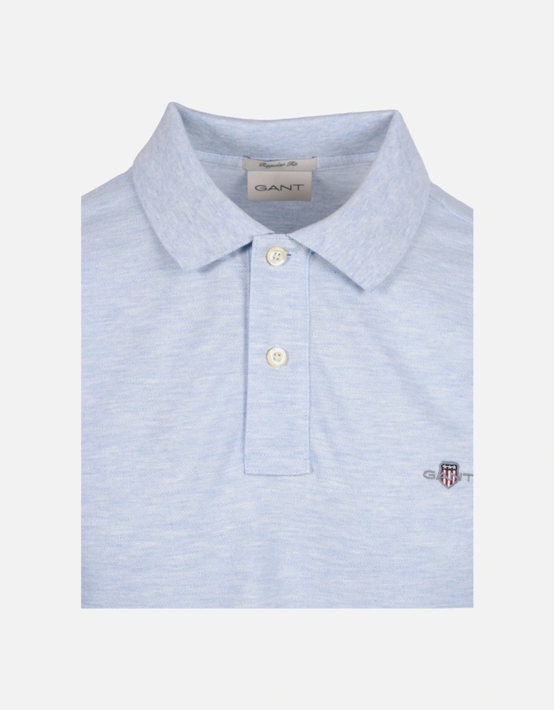 Reg Shield SS Pique Polo Shirt Ice Blue Melange
