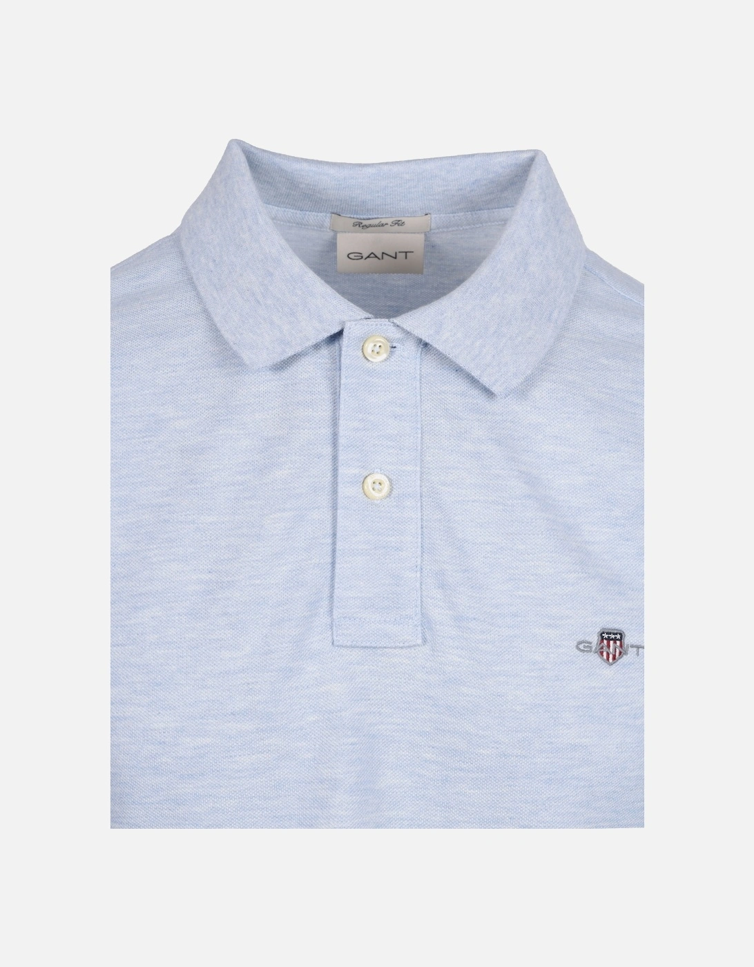 Reg Shield SS Pique Polo Shirt Ice Blue Melange