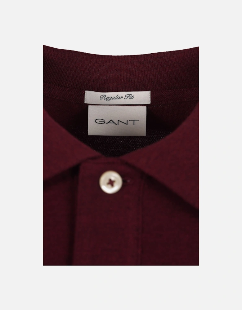 Reg Shield SS Pique Polo Shirt Bordeaux Melange