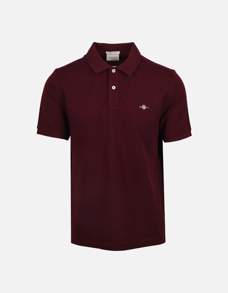 Reg Shield SS Pique Polo Shirt Bordeaux Melange