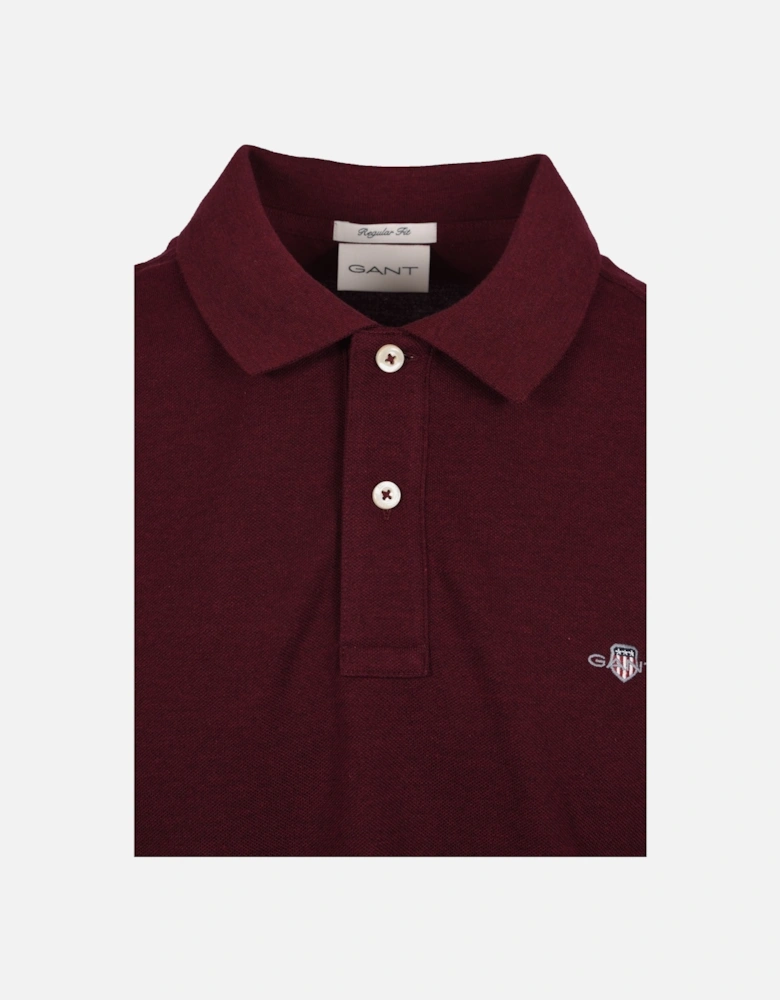 Reg Shield SS Pique Polo Shirt Bordeaux Melange