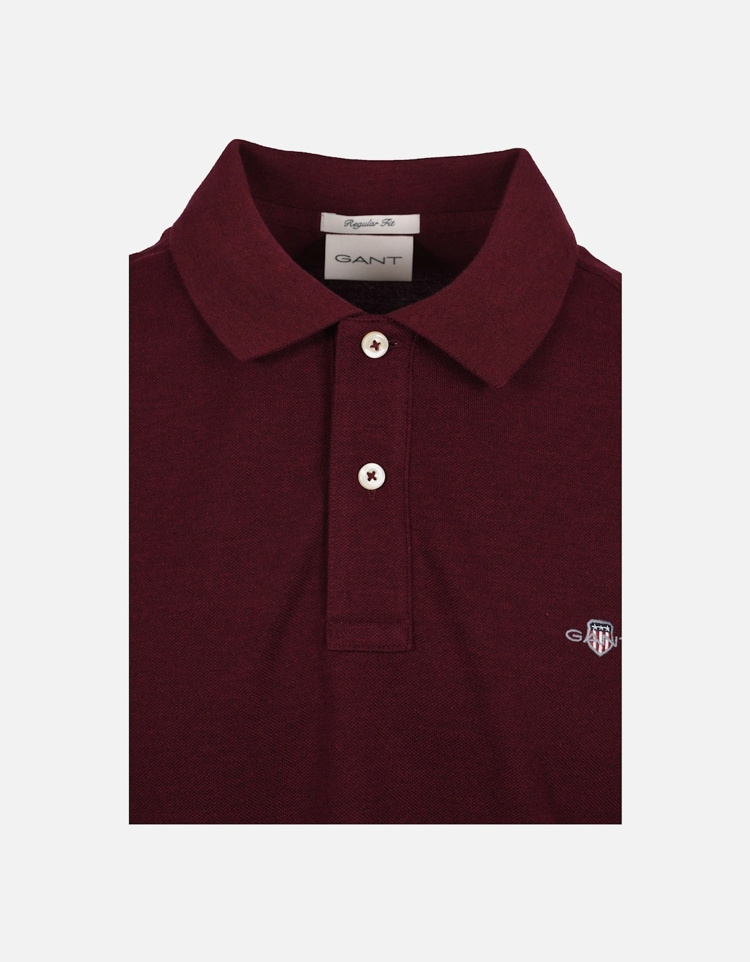 Reg Shield SS Pique Polo Shirt Bordeaux Melange