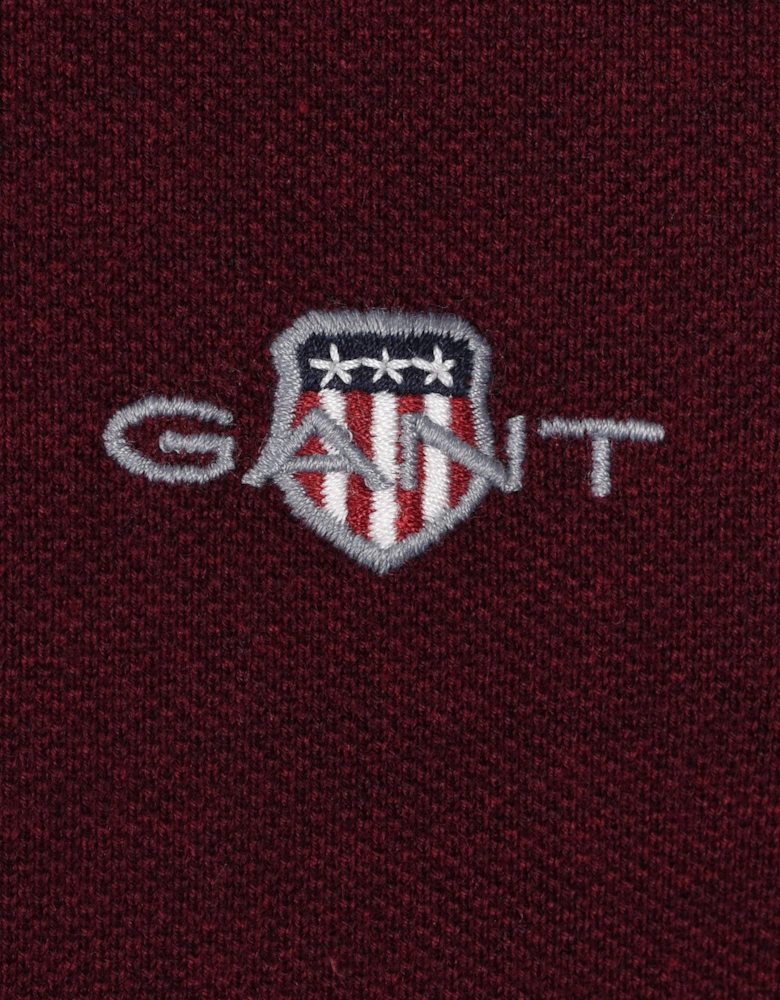 Reg Shield SS Pique Polo Shirt Bordeaux Melange