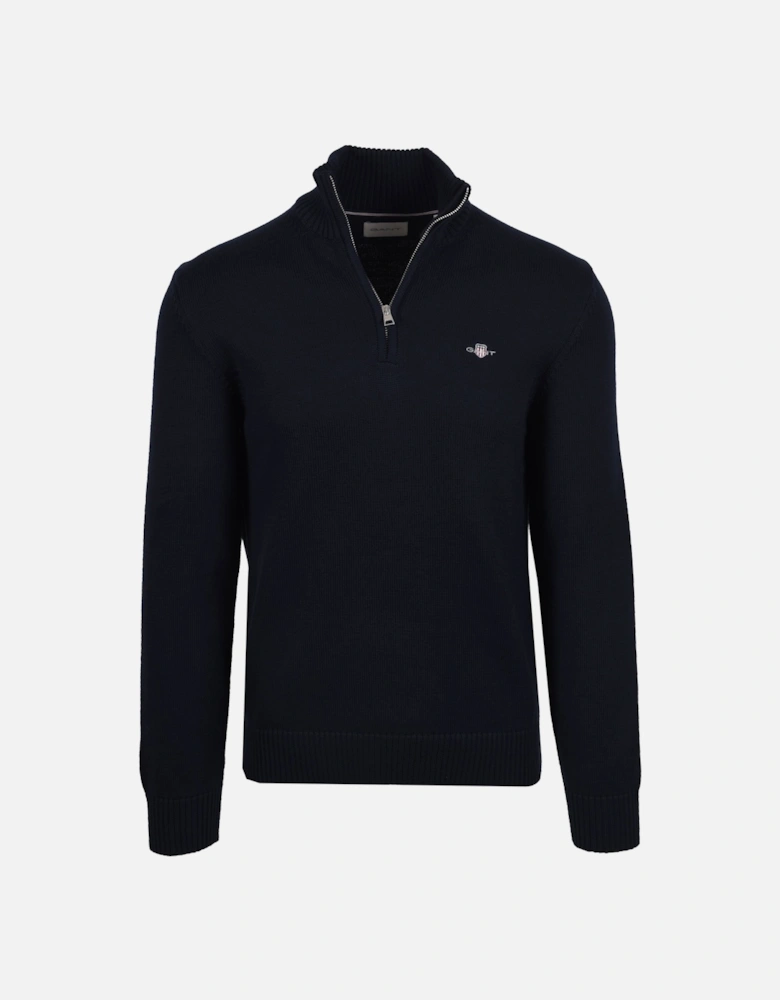 Cotton Half Zip Knitwear Evening Blue