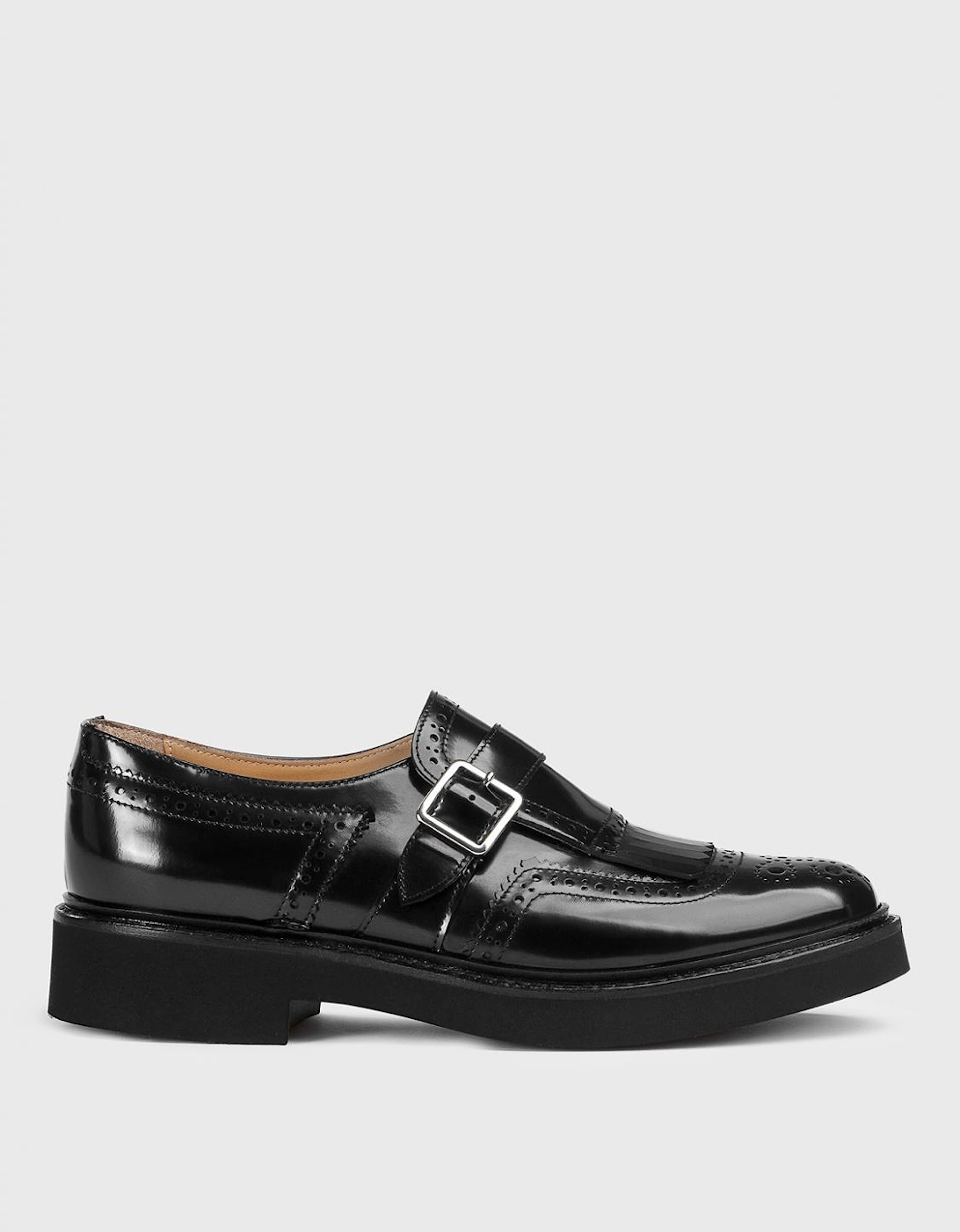 Monk Strap Leather Shoes Brogue Detailing