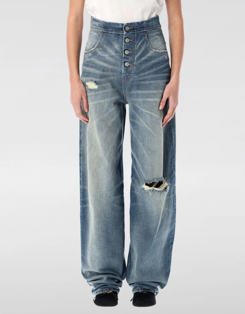 Wide Leg Distressed Jeans