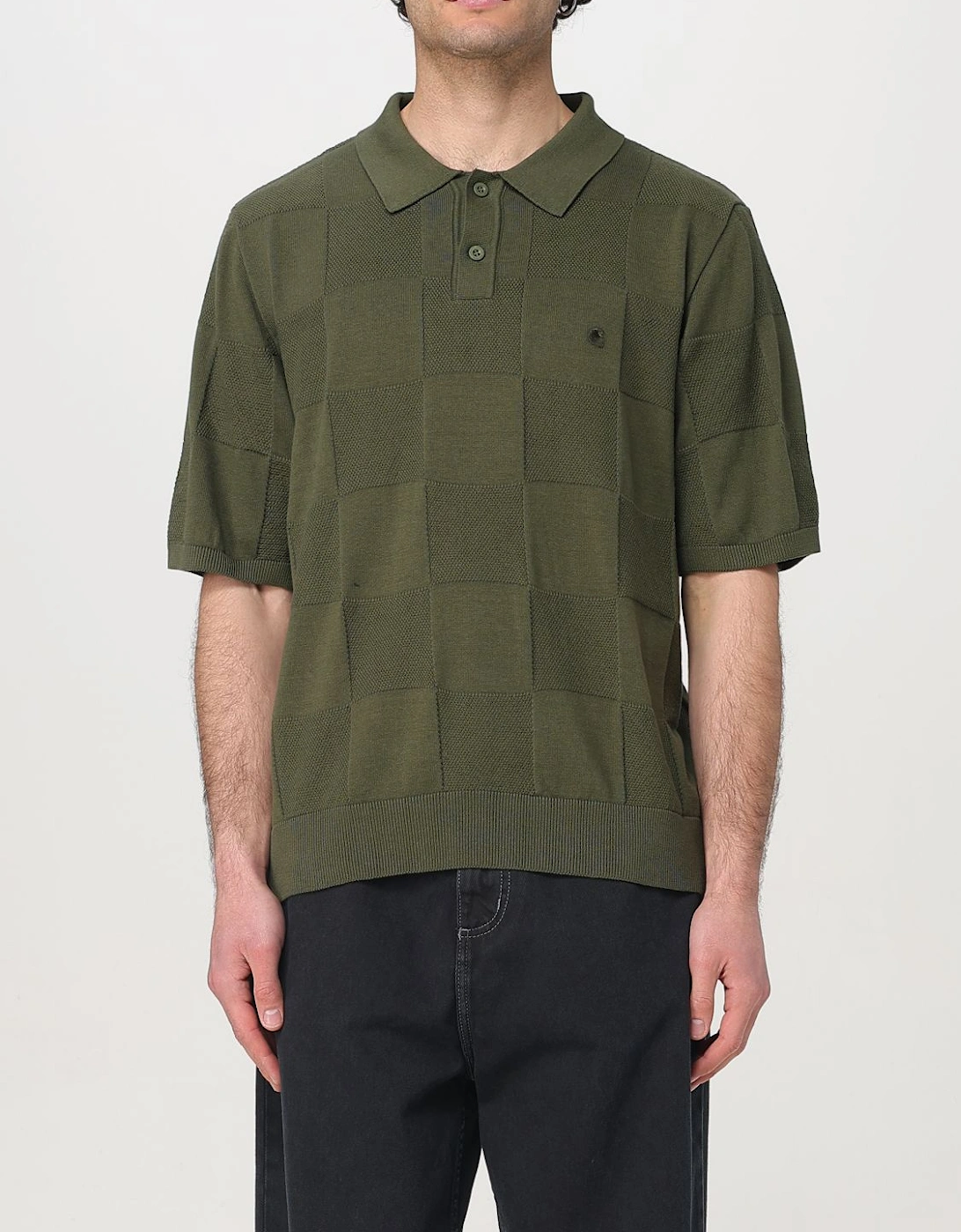 Knitted Polo Shirt Checkered Pattern, 7 of 6