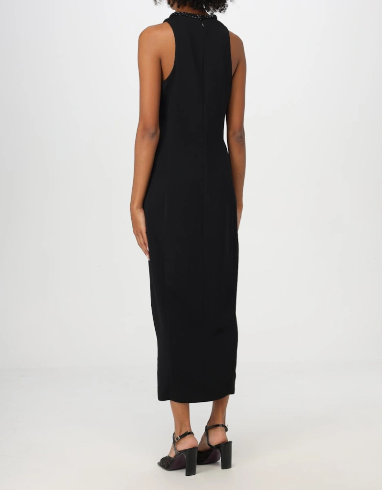 Embellished Neck Midi Dress