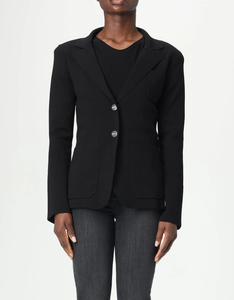 Knitted Cardigan Notch Collar Long Sleeves