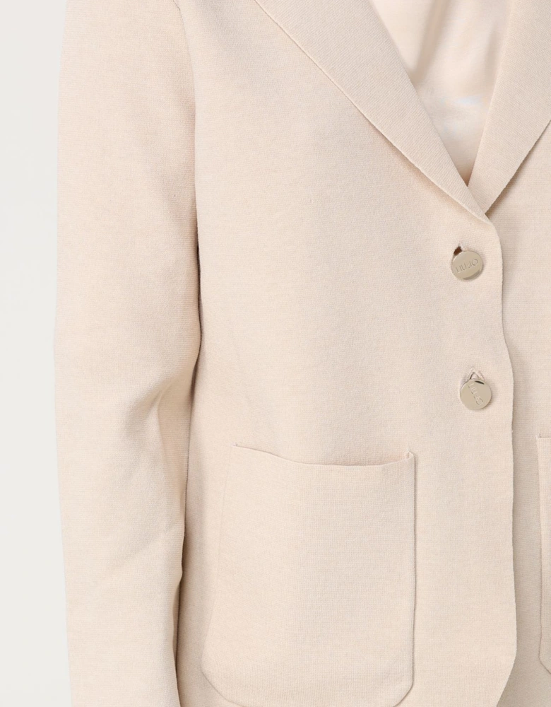 Knitted Cardigan Notch Collar Long Sleeves