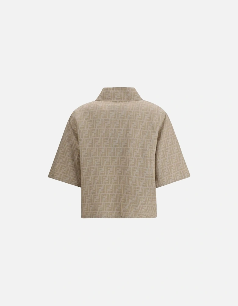 Cropped Chambray Jacket with FF Jacquard Weave
