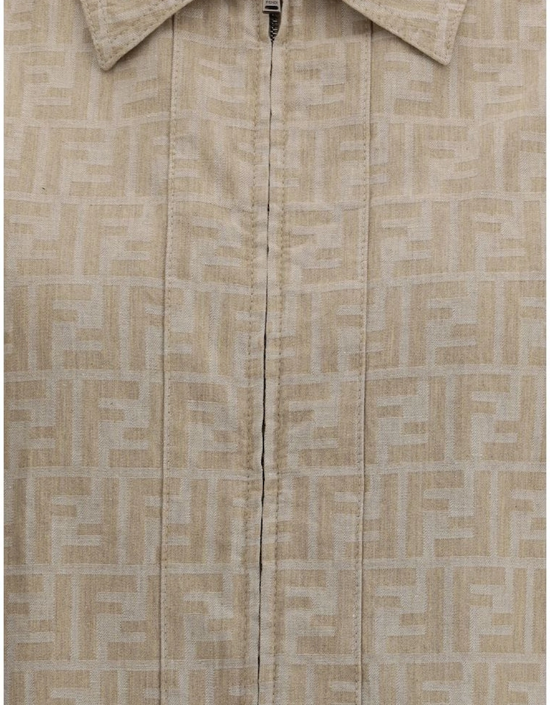 Cropped Chambray Jacket with FF Jacquard Weave