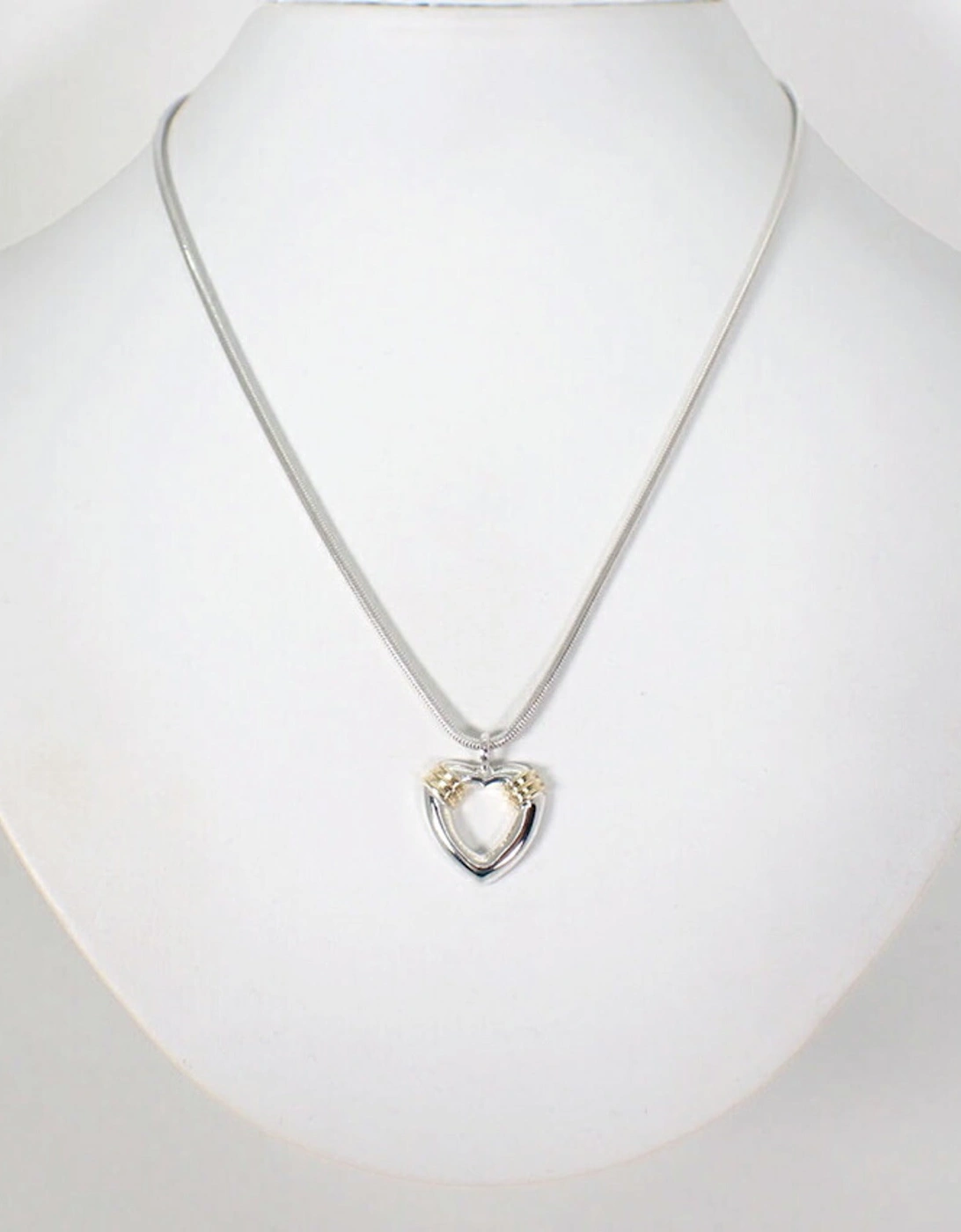 Sterling Silver Heart Pendant Necklace with Yellow Gold Accents