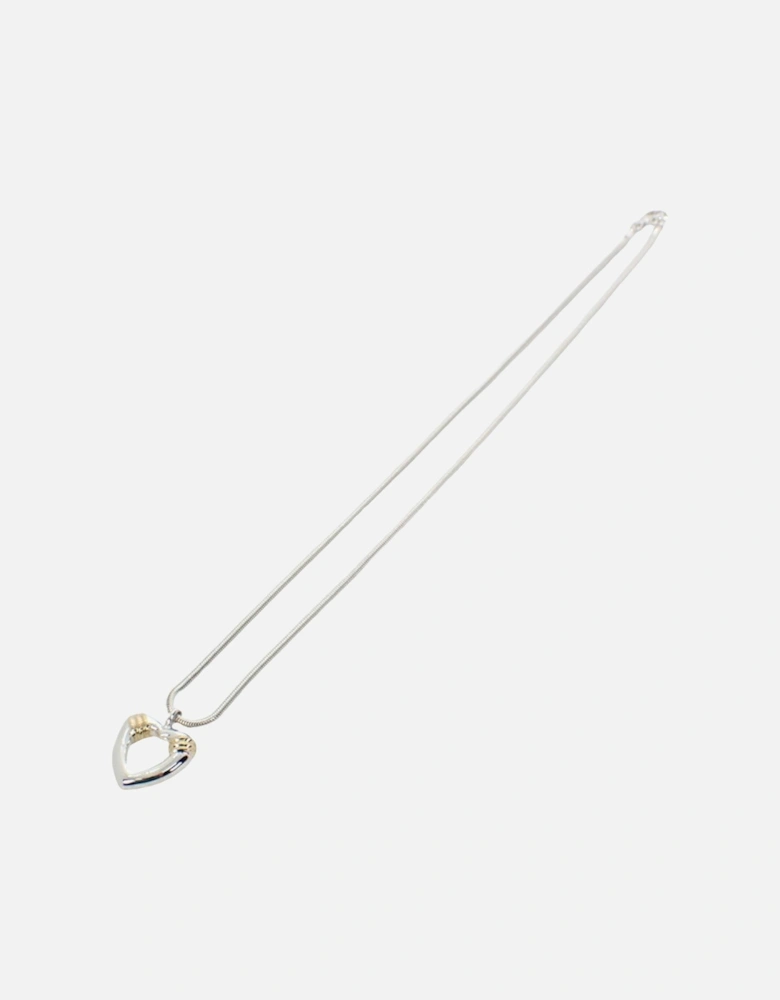 Sterling Silver Heart Pendant Necklace with Yellow Gold Accents