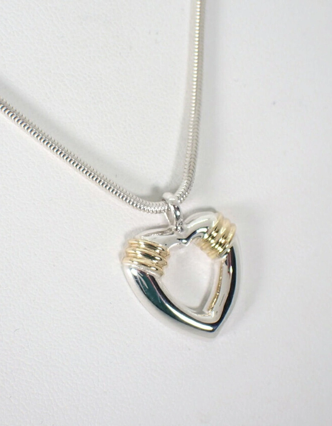 Sterling Silver Heart Pendant Necklace with Yellow Gold Accents