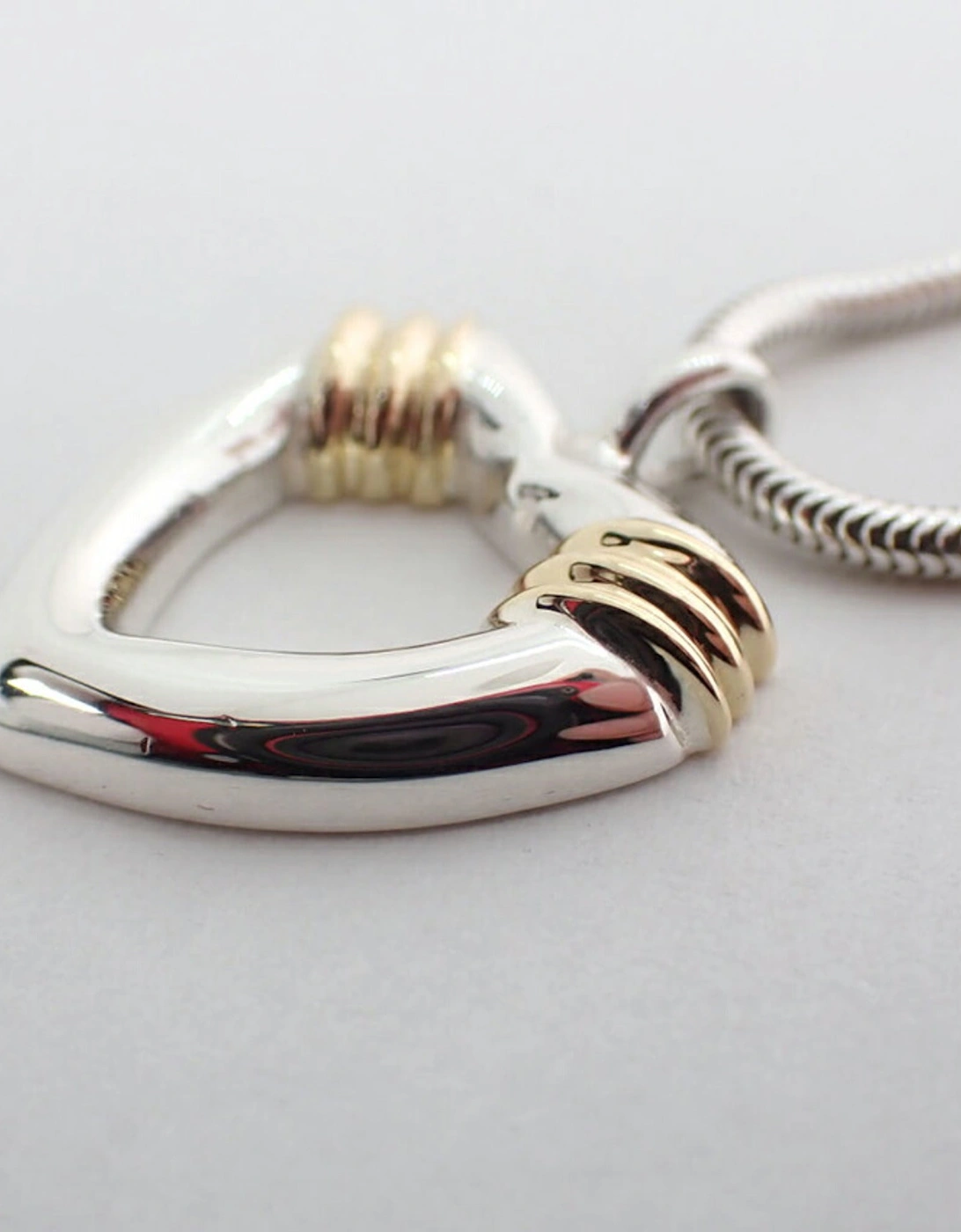 Sterling Silver Heart Pendant Necklace with Yellow Gold Accents