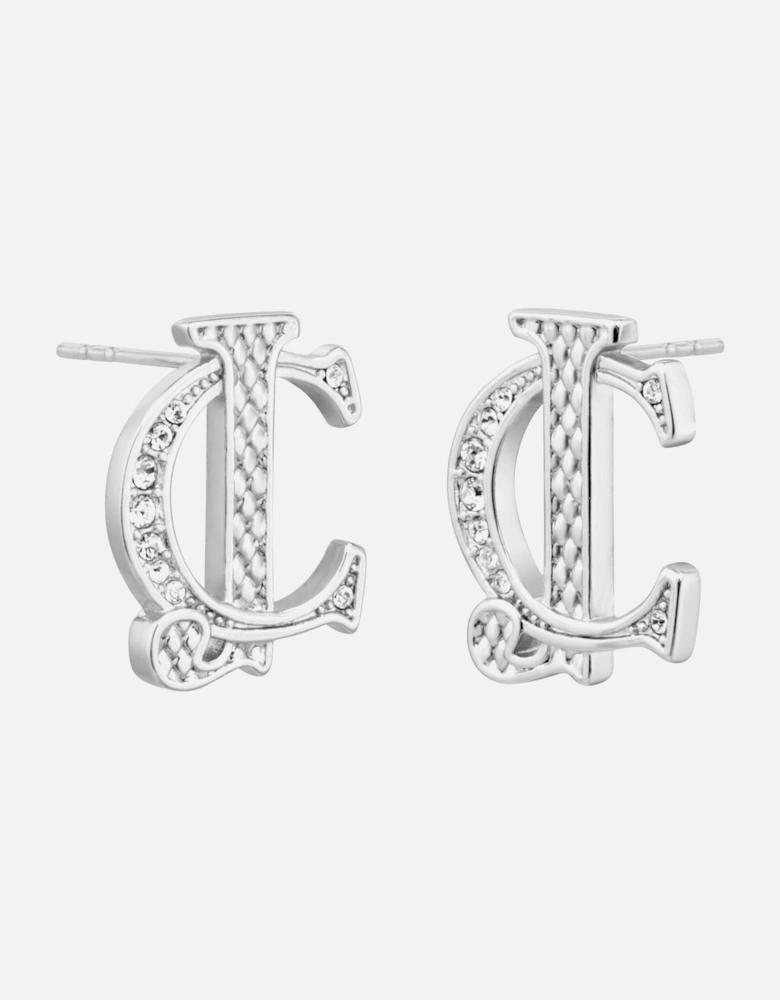 Crystal embellished C stud earrings