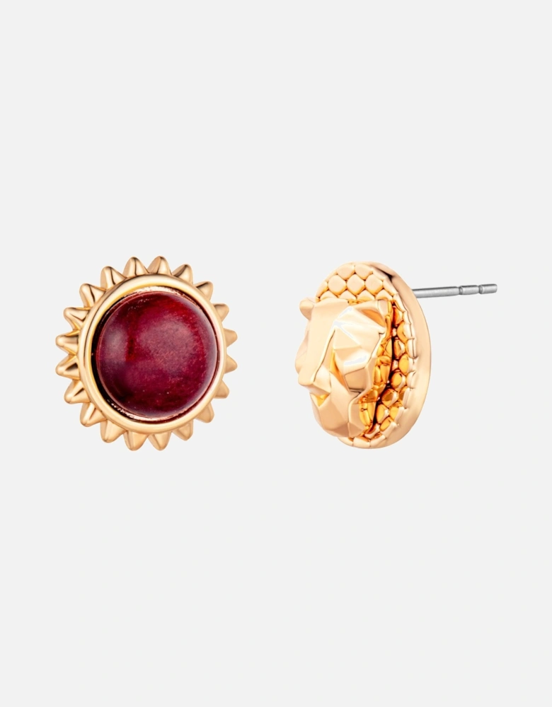 Sun Stud Earrings Red Stone