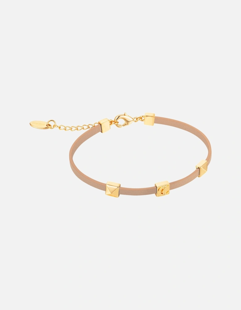 Leather Bracelet Gold Accents