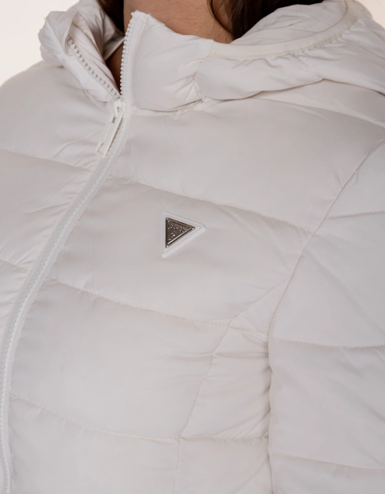 Women's Hooded Puffer Jacket - White