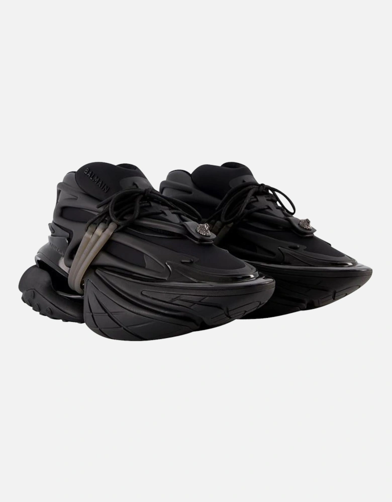 Leather Pointed-Toe Lace-Up Sneakers