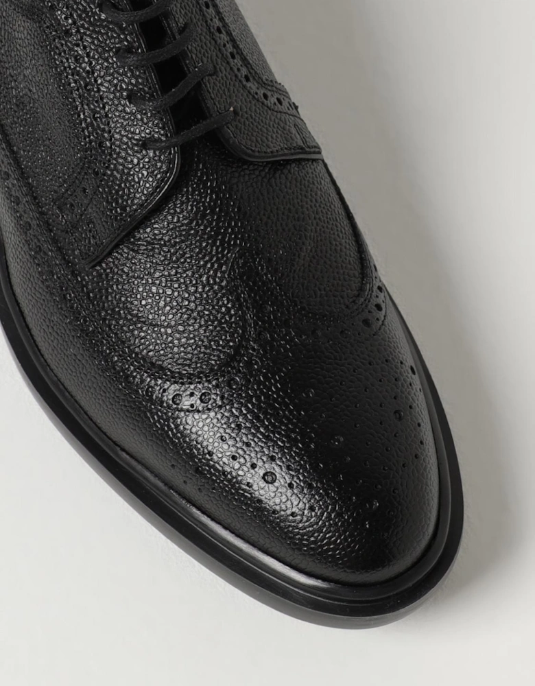 Pebble Grain Leather Wingtip Oxfords