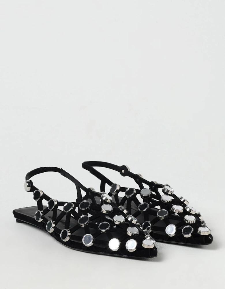 Pointed Slingback Flats with Studs