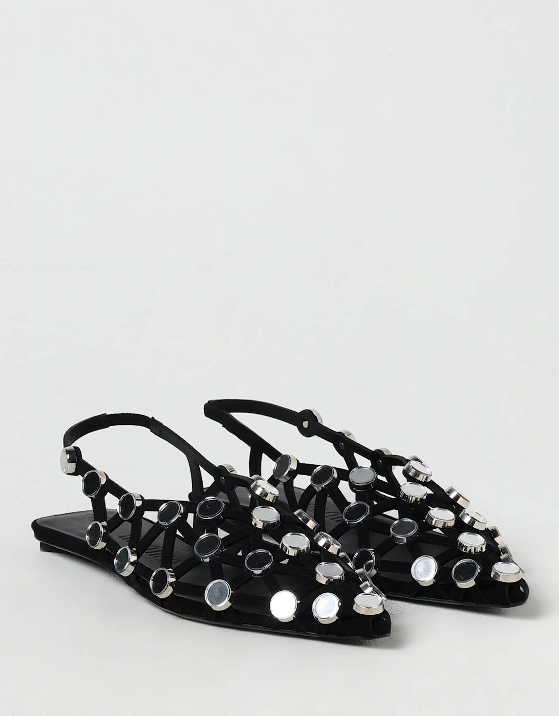 Pointed Slingback Flats with Studs