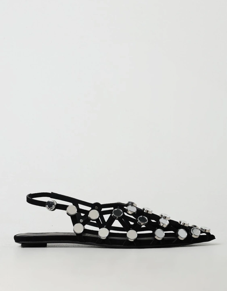 Pointed Slingback Flats with Studs